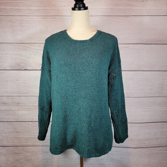 KNOX Rose Pullover Crew Neck Knit Sweater Green Size X-Small - Picture 1 of 7